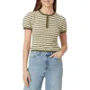 Habitual Stripe Pointelle Short Sleeve Sweater