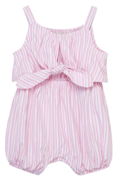 Habitual Babies' Stripe Tie Front Bubble Romper In Light Pink
