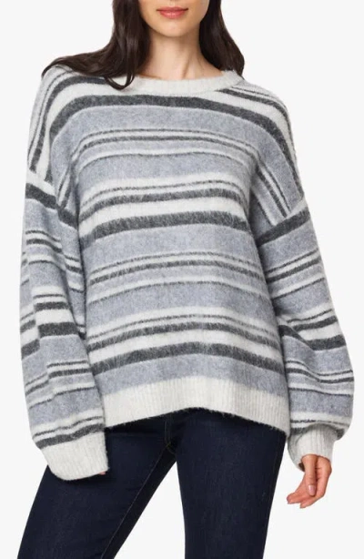 Habitual Striped Crewneck Sweater In Gray