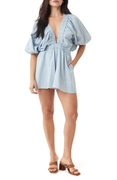 Habitual Striped Puff Sleeve Romper In Multi