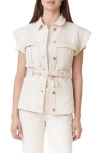 Habitual Pleated Pocket Denim Vest In Stone In Stone