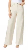 Habitual Studded High Waist Wide Leg Jeans In Beige In Neutral