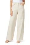 Habitual Studded Wide Leg Jeans In Ecru