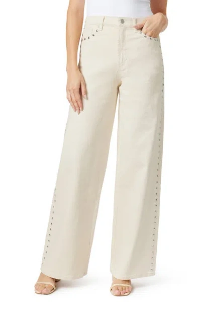 Habitual Studded Wide Leg Jeans In Ecru