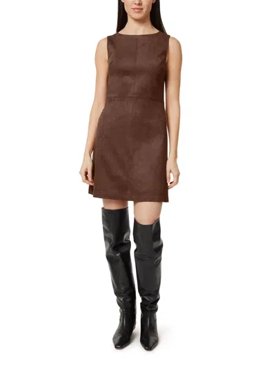 Habitual Suede Shift Dress In Brown