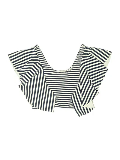 Pre-owned Habitual Swimsuit Top Ivory Stripes Pattern Swimwear