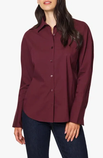 Habitual Tie Back Poplin Shirt In Burgundy