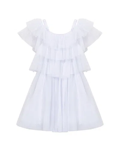 Habitual Tiered Mesh Dress In White