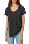 Habitual Tuck Asymmetrical Hem Tencel Cotton Shirt In Black In Black