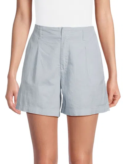 Habitual Women's Solid Pleated Linen Blend Shorts In Blue