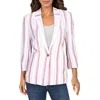 Habitual Womens Linen Striped One-button Blazer In Multi