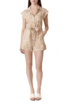 Habitual Zip-up Linen Blend Romper In Tigers Eye Combo