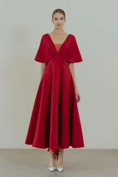Hacchic A-line Midi Dress In Red