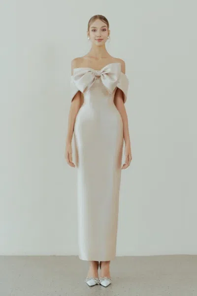 Hacchic Bow-bodice Midi Dress In White