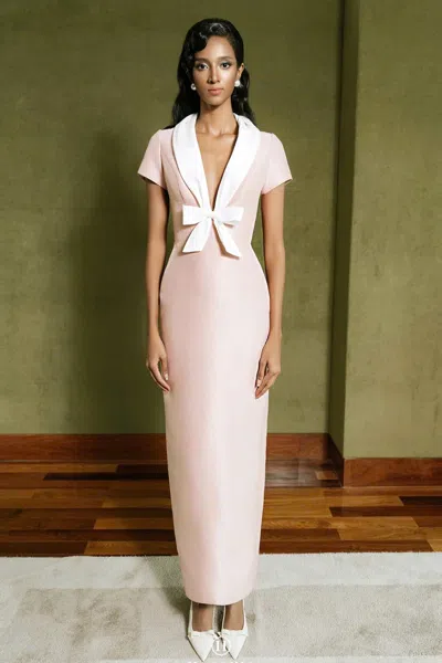 Hacchic Short-sleeve Collared Dress In Pink