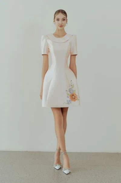 Hacchic Short Sleeved A-line Mini Dress In White