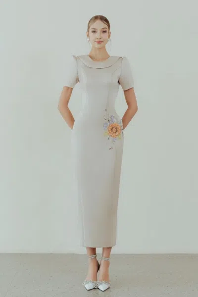 Hacchic Short Sleeved Midi Dress In White