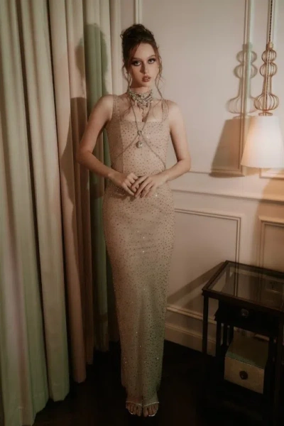 Hacchic Square Neck Gown In Brown