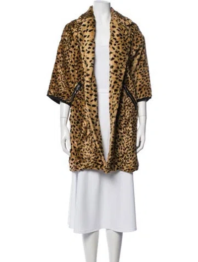 Pre-owned Hache Animal Print Faux Fur Coat In Brown