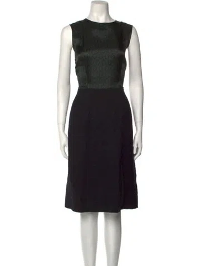 Pre-owned Hache Bateau Neckline Midi Length Dress In Black