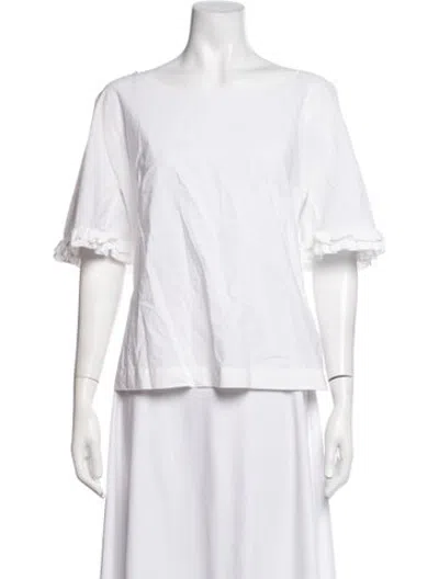 Pre-owned Hache Bateau Neckline Short Sleeve Top In White