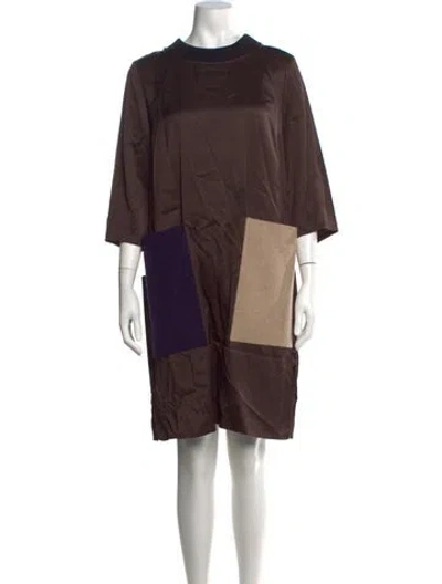 Pre-owned Hache Colorblock Pattern Knee-length Dress In Brown