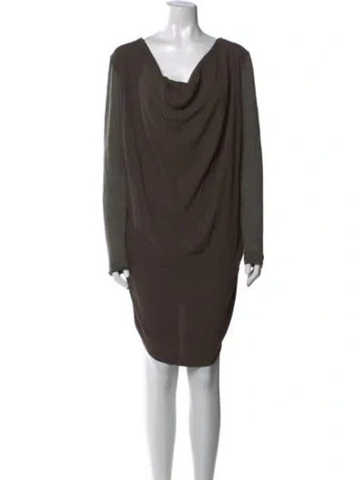 Pre-owned Hache Cowl Neck Knee-length Dress In Brown