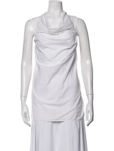 Pre-owned Hache Cowl Neck Sleeveless Tunic In White