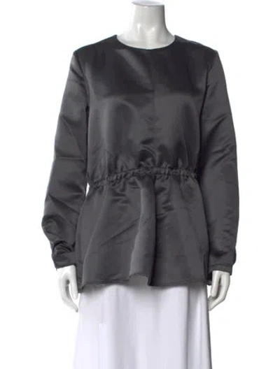 Pre-owned Hache Crew Neck Long Sleeve Blouse W/ Tags In Gray