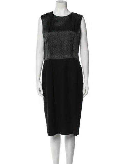 Pre-owned Hache Crew Neck Midi Length Dress In Black