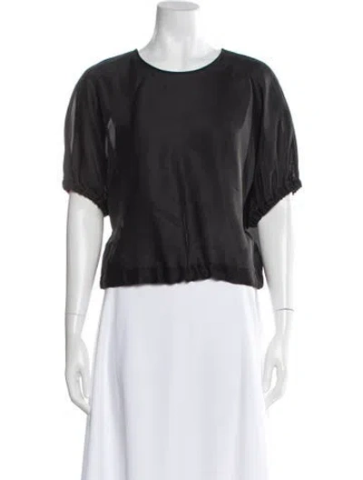 Pre-owned Hache Crew Neck Short Sleeve Blouse In Black