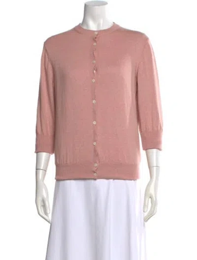 Pre-owned Hache Crew Neck Three-quarter Sleeve Top In Pink