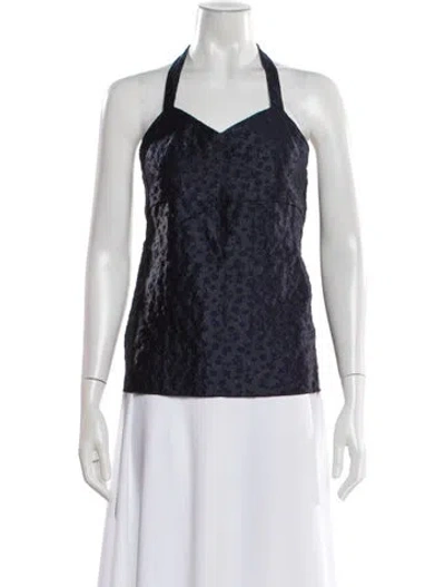 Pre-owned Hache Floral Print Halterneck Top In Blue