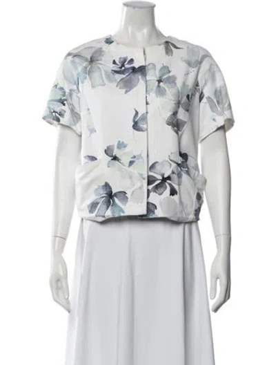 Pre-owned Hache Floral Print Jacket In White