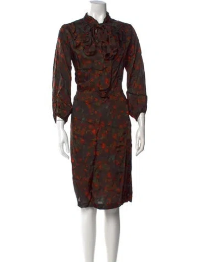 Pre-owned Hache Floral Print Knee-length Dress In Green