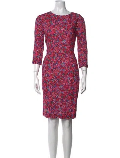 Pre-owned Hache Floral Print Knee-length Dress In Pink