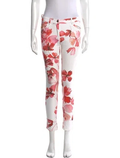 Pre-owned Hache Floral Print Straight Leg Pants In Pink