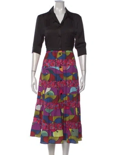 Pre-owned Hache Graphic Print Midi Length Dress In Multicolor