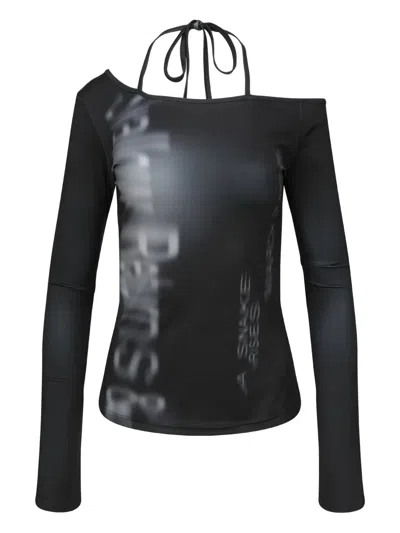 Hache Halterneck Long-sleeve Top In Black