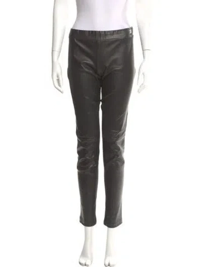 Pre-owned Hache Lamb Leather Straight Leg Pants In Gray