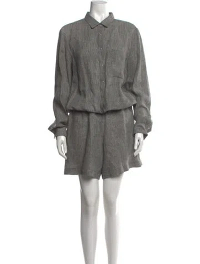 Pre-owned Hache Linen Tweed Pattern Romper In Grey