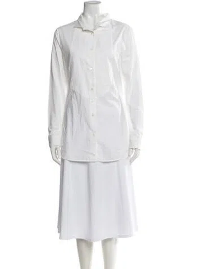 Pre-owned Hache Long Sleeve Blouse In White