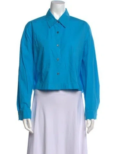 Pre-owned Hache Long Sleeve Crop Top In Blue