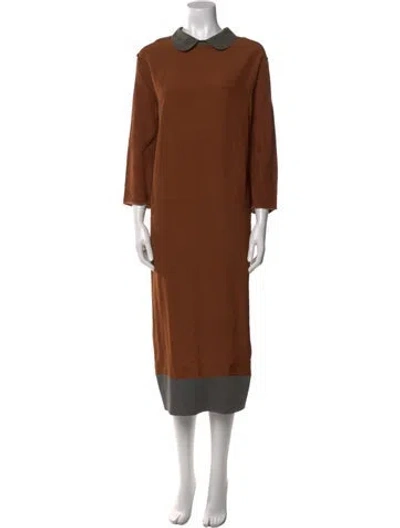 Pre-owned Hache Mock Neck Long Dress In Brown