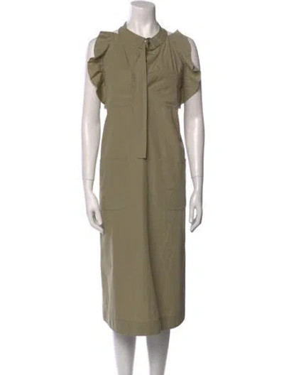 Pre-owned Hache Mock Neck Midi Length Dress In Green