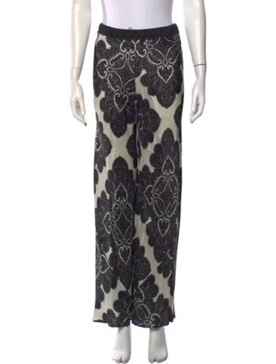 Pre-owned Hache Paisley Print Wide Leg Pants In Black