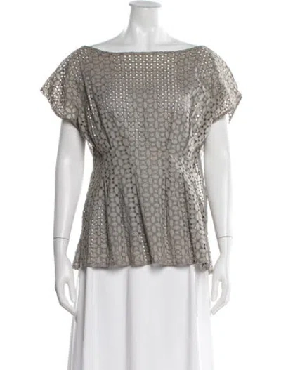 Pre-owned Hache Patterned Off-the-shoulder Top In Gray