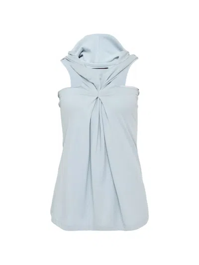Hache Pinched Sleeveless Hoodie In Blue