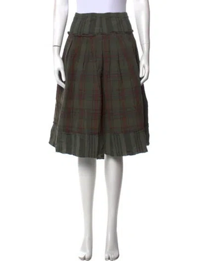 Pre-owned Hache Plaid Print Midi Length Skirt In Blue/brown/neutrals