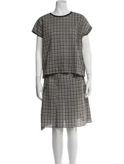 Pre-owned Hache Plaid Print Skirt Set In Neutrals